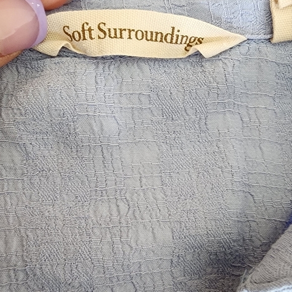 Soft Surroundings Half Button Blue Blouse Women's Size S. - Picture 7 of 7